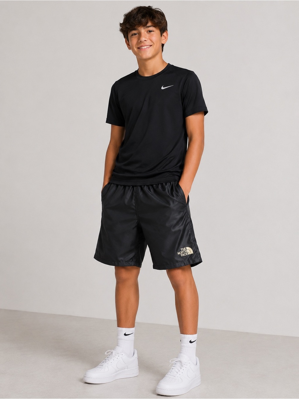 The North Face Black Kids Athletic Shorts with Logo